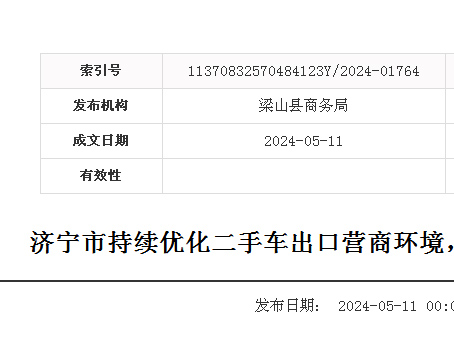 济宁市持续优化二手车出口营商环境，助力打造二手车出口基地